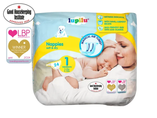 Lupilu naujagimiams 1 dydis (2-5 kg) – 24 vnt