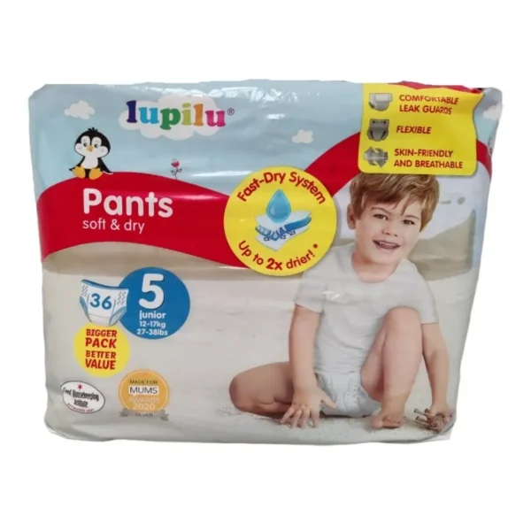 Lupilu Soft&Dry kelnaitės 5 dydis (12-17kg) - 36vnt