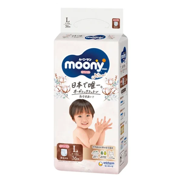 Moony Natural kelnaitės mergaitėms ir berniukams L (9-14kg) - 36vnt