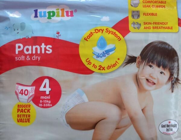 Lupilu Soft&Dry kelnaitės 4 dydis (8-15kg) - 40vnt