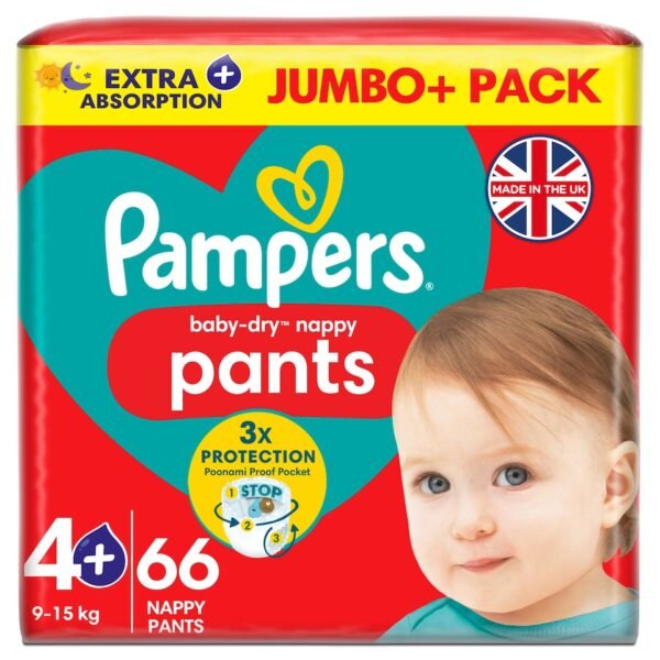 Pampers Baby Dry kelnaitės 4+ dydis (9-15kg) - 66vnt